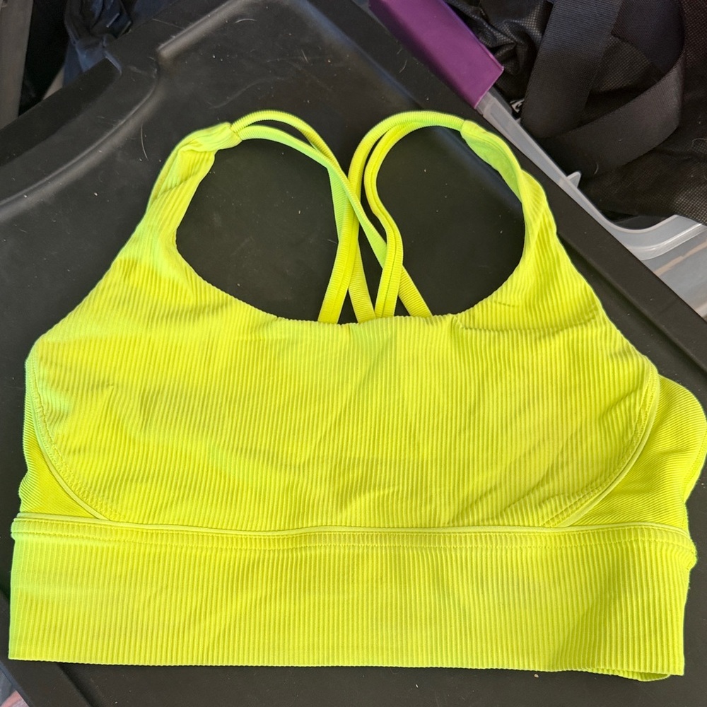 Lululemon Athletica Bright Yellow Ribbed long line energy bra